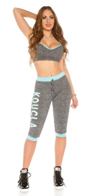 Trendy workout-sport outfit turkoois-kleurig